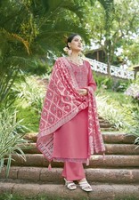Peach Pink Pure Zam Cotton Suit with Exquisite Lakhnavi Resham Work Dupatta Pa