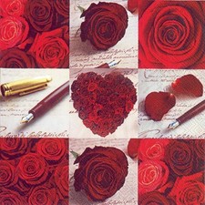 Decoupage Art Craft-Lunch Size Napkin 6.5" x 6.5" Roses of Love, Valentine's Day