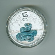 AUSTRALIA 2025 50 CENTS YEAR OF THE SNAKE COLORIZED 1/2 OZ. .9999 SILVER BU