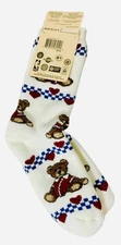 Vintage For Bare Feet Bear Socks Winter Heart Slipper Womens Socks 9-11 -New