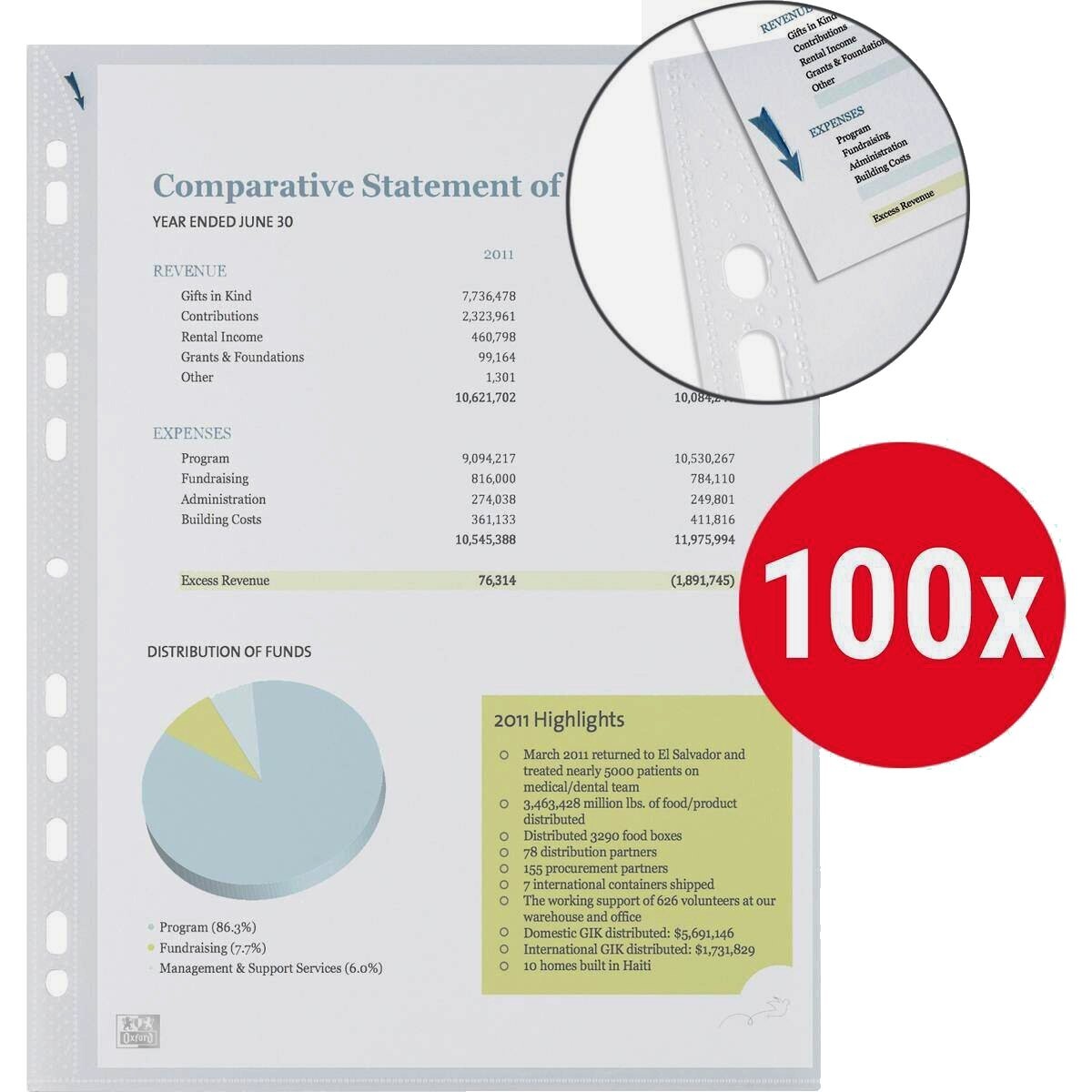 Oxford Punched Pockets A4 Clear Quick In 400012939 75 Micron Thick Pack of 100