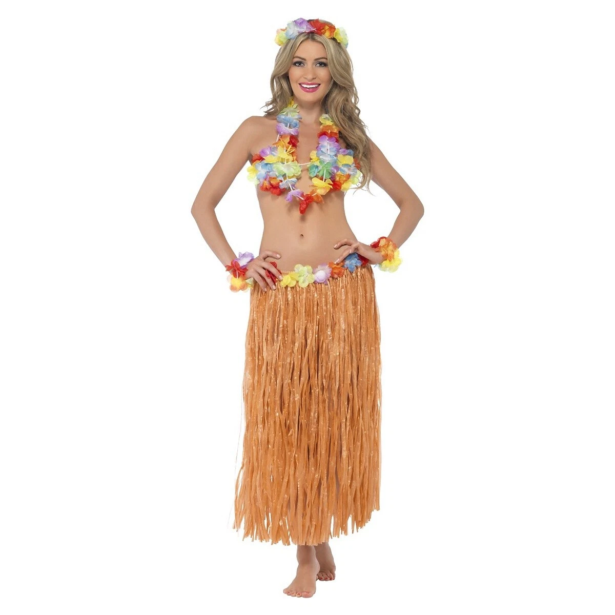 Hula Girl Costume Adult Hawaiian Dancer Halloween Fancy Dress