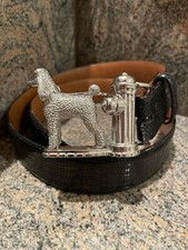 Kieselstein-Cord Sterling Poodle/Fire Hydrant Buckle W/Black Lizard Belt Size 2