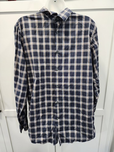 Banana Republic Dress Long Sleeve Men's Size Large Navy Blue Brown