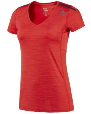Reebok Damen Primal rot ActivChill V-Ausschnitt Sport Training T-Shirt Medium neu mit Etikett