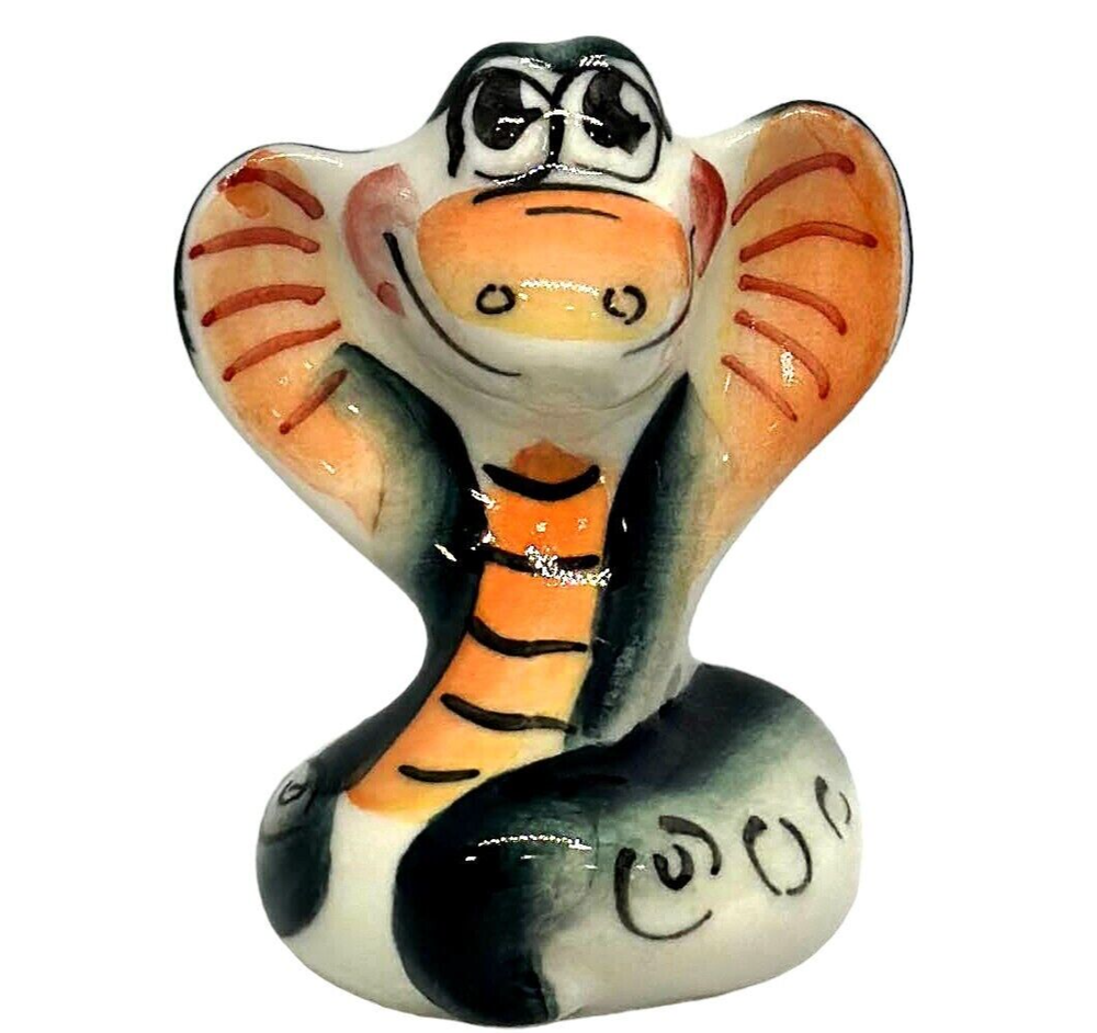 Majolica Cobra Snake Symbol of the Year 2025 Ceramic Figurine for Good Luck 2