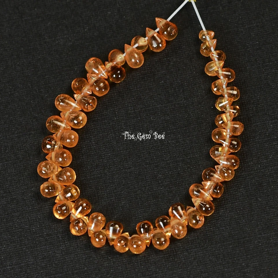Gem Grade Orange Spessartite Mandarin Garnet Smooth Teardrop Briolette Bead 3" - Image 2 of 4