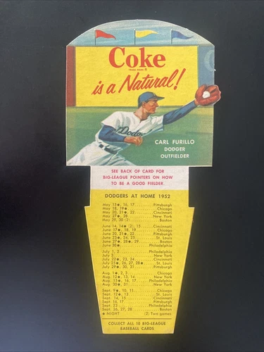 1952 Coca Cola Playing Tips Carl Furillo (Nice Shape, No Creases)