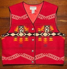 Vintage Pendleton Originals Red Virgin Wool Southwestern Vest Size L Made in USA