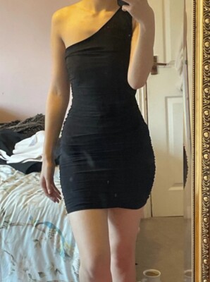 PLT Black Mini Dress Size 10 One Shoulder | eBay UK