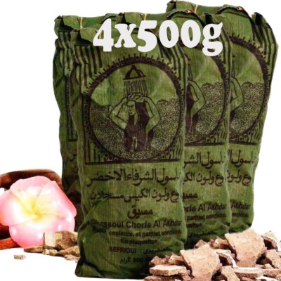 Ghassoul Wascherde Tonerde Lavaerde Bio Haar Gesicht Körperpflege Peeling 4x500g