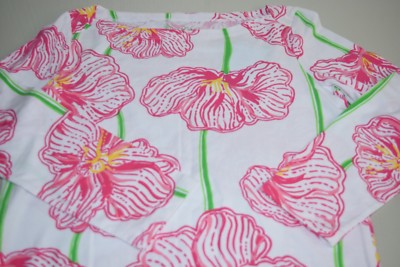 New Lilly Pulitzer ANDIE BOATNECK TOP Resort White Clover Cup Pink Green XS 
