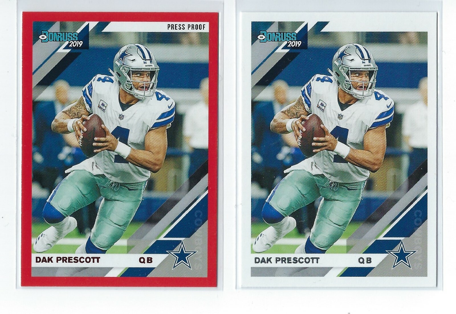 2019 Donruss Football Dak Prescott Red Press Proof + Base Card