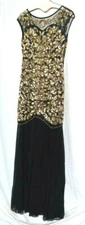 Women's 1920s Black Sequin Gatsby Maxi Long Evening Prom Dress S EUC