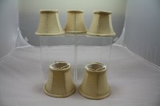 Tan Bell Shaped Clip On Chandelier Shades 4" tall Set of 5