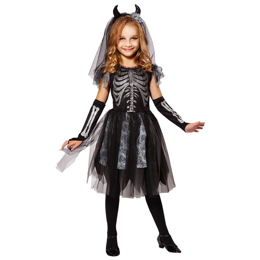 Halloween Kleid Mädchen IKALI Hexen Kostüm Für Mädchen 3-10 Jahre - Spider  Skelett Halloween Karneval Kleid Karneval Verkleidung, image size:900x900