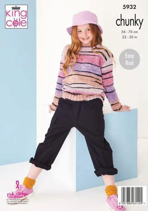 King Cole Safari Chunky Knitting Pattern 5932, Sweaters, Hoodies For Kids, 22 - 30 Inches - Easy - Image 2