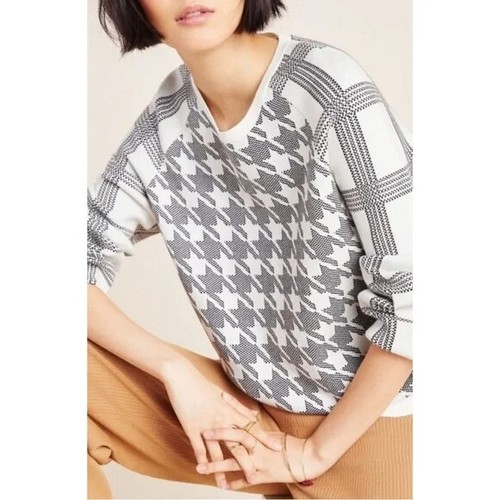 Anthropologie Bailey Pullover Sweater Size S Houndstooth Knit Design - Picture 11 of 11