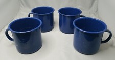 Enamel Blue Mug Camping Hiking Cup Mug Set of 4 Coffee Tea Hot Chocolate 3.5 in