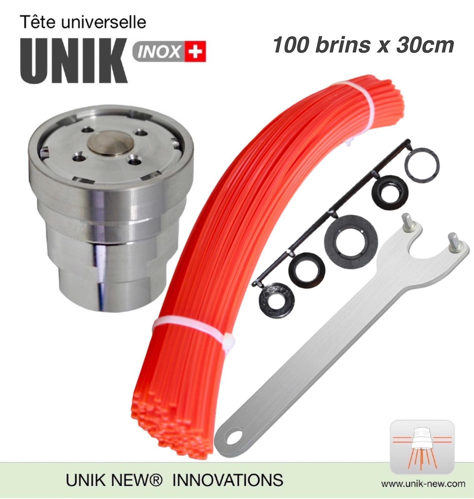 Tête débroussailleuse universelle UNIK anti-casse avec fil carré pro 3mm