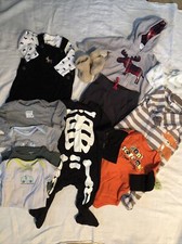 BOYS 13 PIECE LOT OF SIZE 3/6 - 6 MONTHS CARTERS, BURTS BEES, OVERALLS, 1 PIECES