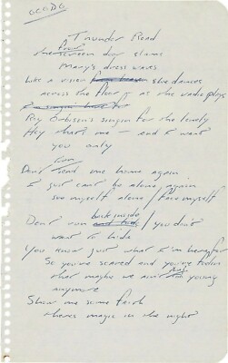 BRUCE SPRINGSTEEN handschriftlicher Text - 'Thunder Road' - Vordruck
