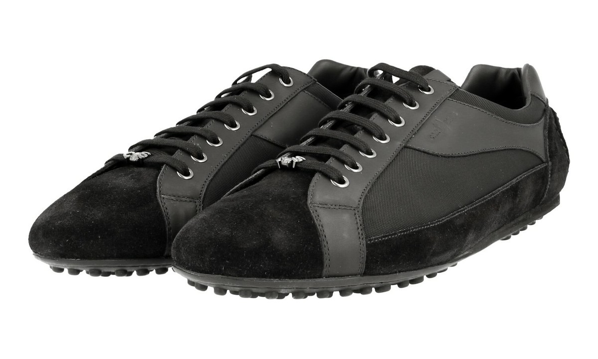 AUTH LUXURY CAR SHOE BY PRADA SNEAKERS SHOES BLACK LEATHER AUTH LUXURY CAR SHOE BY PRADA SNEAKERS SHOES BLACK LEATHER