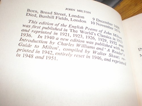 Vintage Book English Poems of John Milton Oxford Press 1951 VGC FREE SHIPPING - Picture 5 of 9