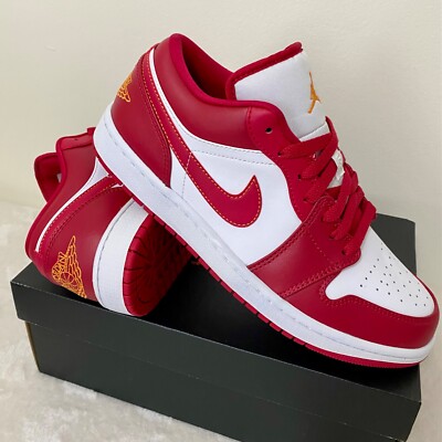 Nike Air Jordan 1 Low CARDINAL RED/Lt Curry-Wt[553558-607] 8, 9
