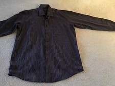 EUC ADOLFO Mens Long Sleeve Cotton Blend Stripped Shirt 16 1/2 34/35 