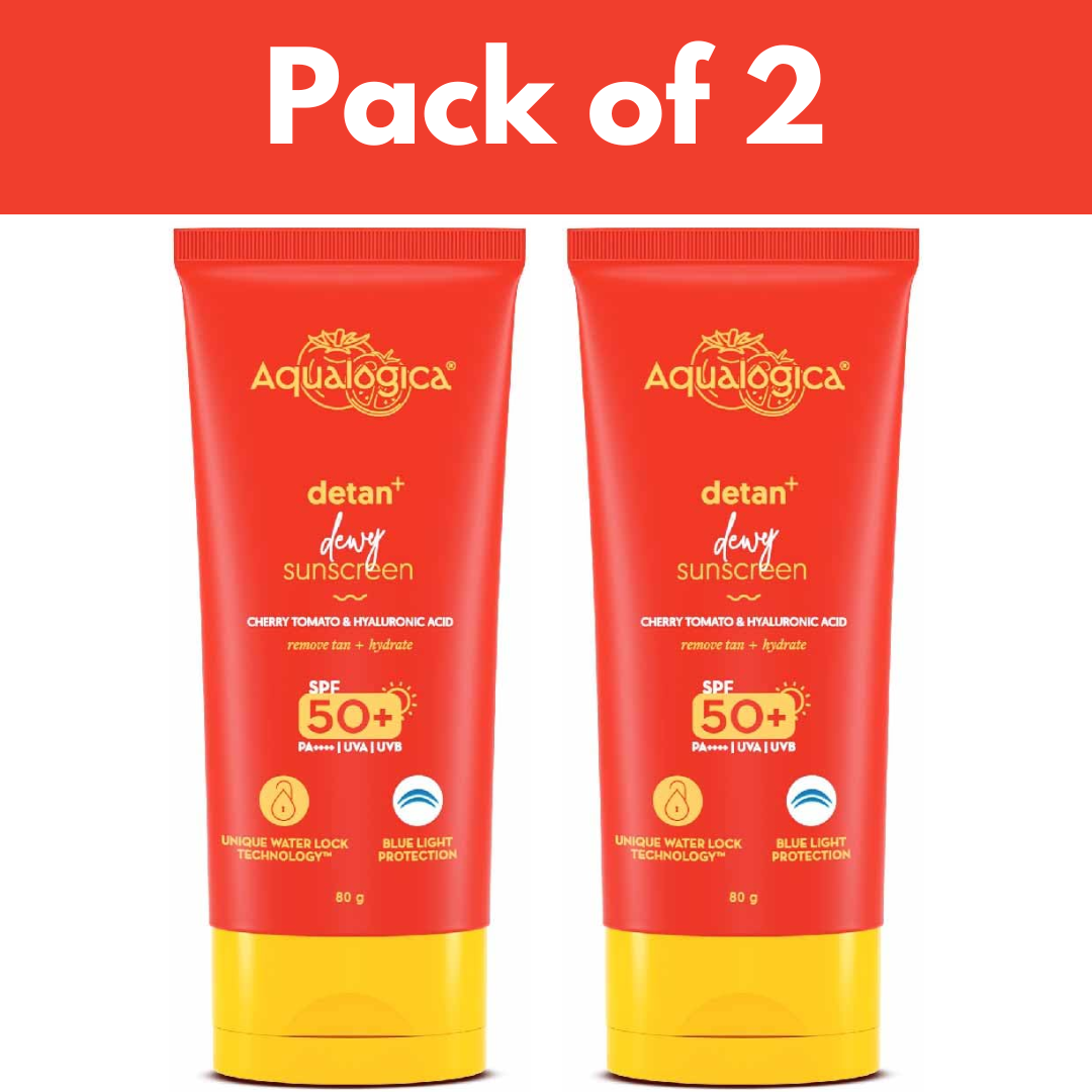 Aqualogica Detan+ Dewy SPF 50 PA++++ Sunscreen with Cherry Tomato 80g