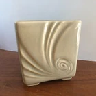 vtg Roseville Pottery Mayfair Planter Florane Swirl 90-4" Gold/Greige