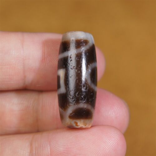 Ancient Tibetan DZI Beads Old Agate Heaven&Earth Totem Amulet Pendant GZI 28mm - Picture 4 of 12