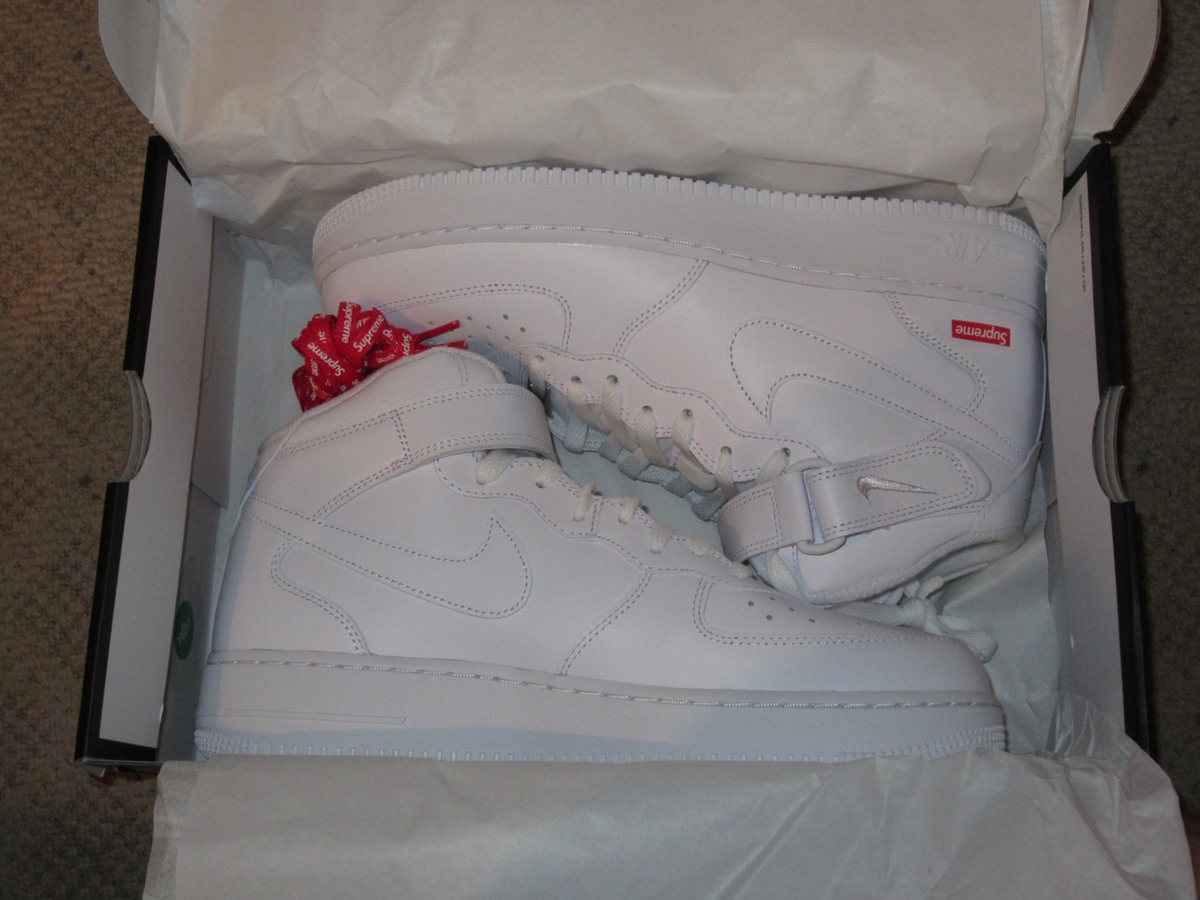 Supreme x Nike Air Force 1 Mid SP White Men's Size 10 NEW! FZ8784