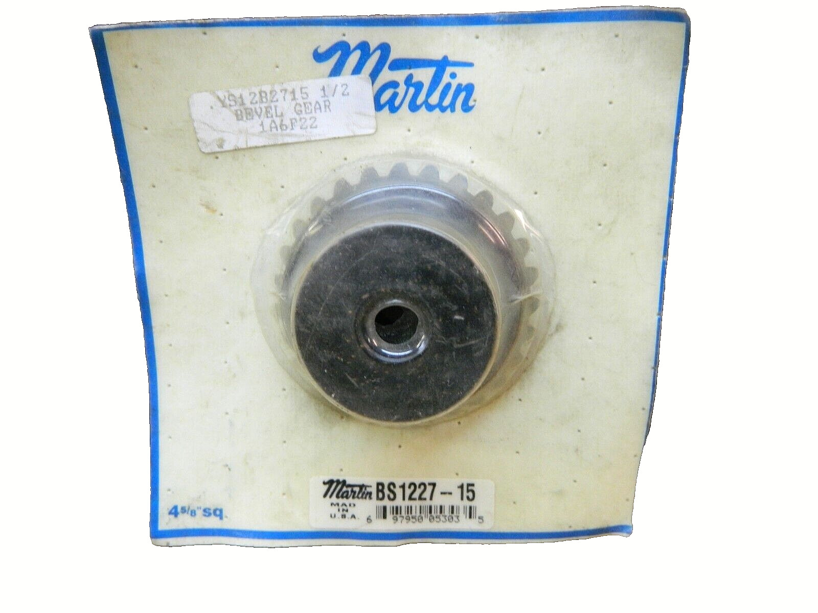 MARTIN BS1227-15 Bevel Gear 20 Deg. 27 Teeth 1/2" Bore 4-5/8" SQ.