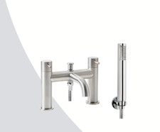 Brushed stainless steel bath tap with small shower head - Luxury quality
