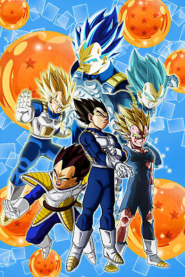 Dragon Ball Z/Super Poster Vegeta Evolution to Blue 12in x 18in Free ...