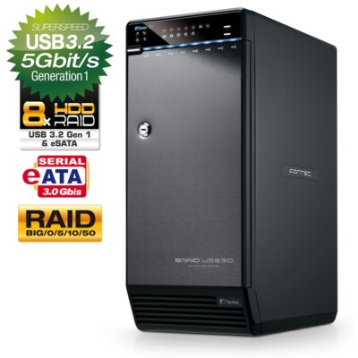 FANTEC QB-X8US3R 8fach Festplattengehäuse mit eSATA, USB 3.2 Gen 1 & RAID