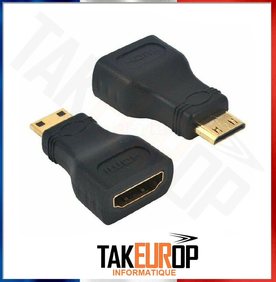 TAKEUROP Adaptateur Mini HDMI male vers HDMI femelle convertisseur vidéo 1080p