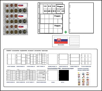 5 Leuchtturm 338425 MÜNZHÜLLEN EURO KURSMÜNZENSÄTZE + ZWL + Flaggen Slowakei