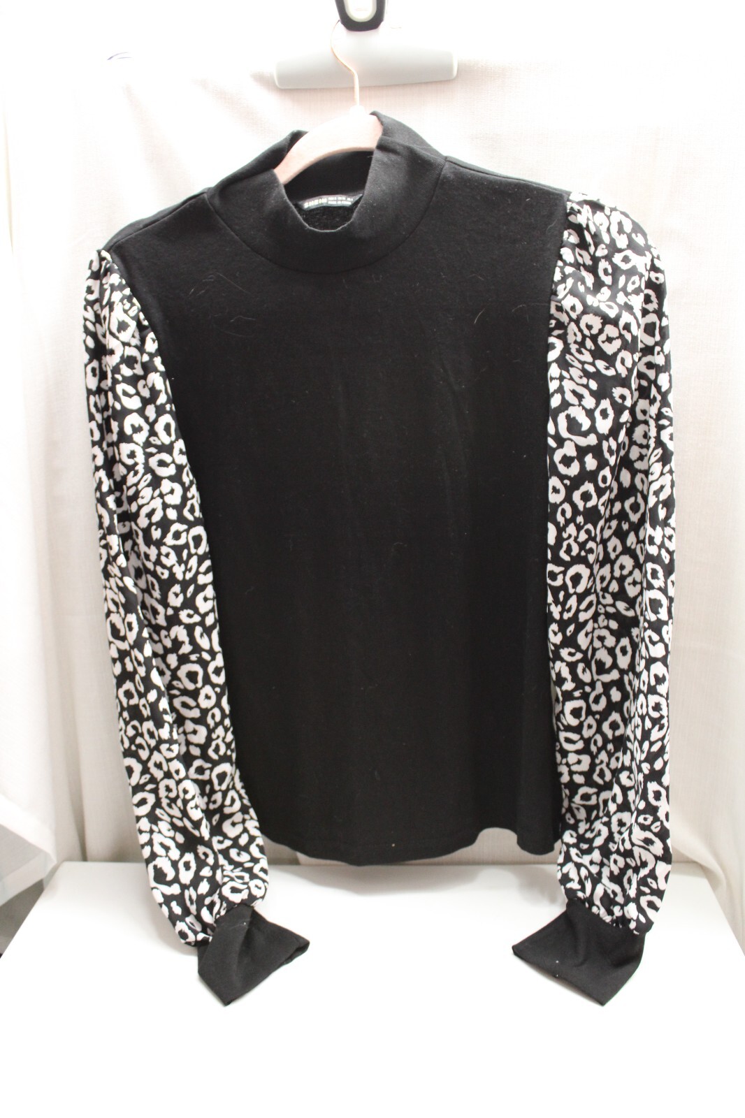 SHEIN Clasi Black Leopard Print Patchwork Long Sl… - image 1