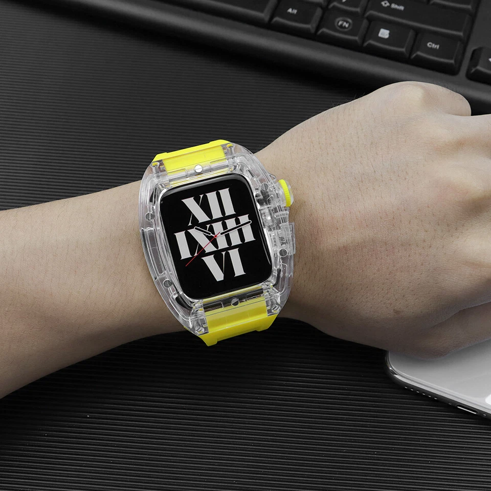 Estuche Kit Mod Transparente + Banda de Silicona para Apple Watch Ultra3 49mm 9 8 7 654SE Foto 3 de 4