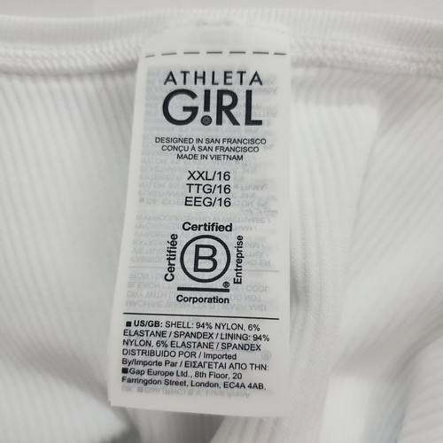 Athleta Girl Rise Above Rib Crop Tank Top Athletic NWT Size XXL 16 White - Picture 7 of 10
