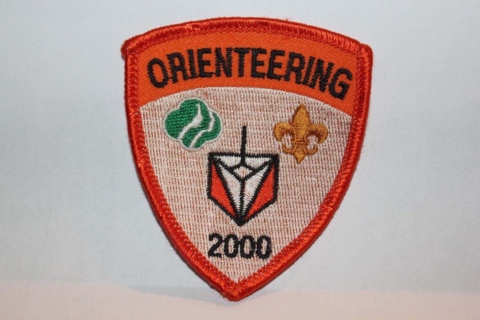 Girl or Boy Scouts Patch Badge Orienteering 2000 Orange Shield