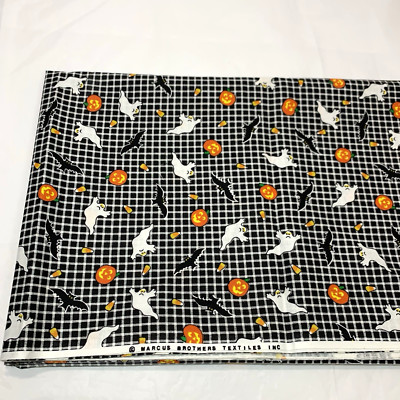 Halloween Fabric Marcus Brothers Textiles Ghosts Jack-o-lantern Bats Plaid 45x66