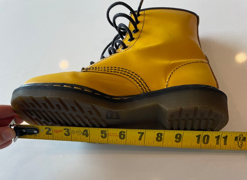 DOC DR MARTENS England 1460 Yellow Leather Boots Size US Women's 10 - Men's 9 - Picture 13 of 14