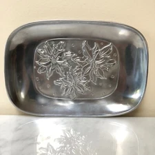 (New) Home Accents Rectangular Metal Silver Bread Tray Plate Platter Candy Snack