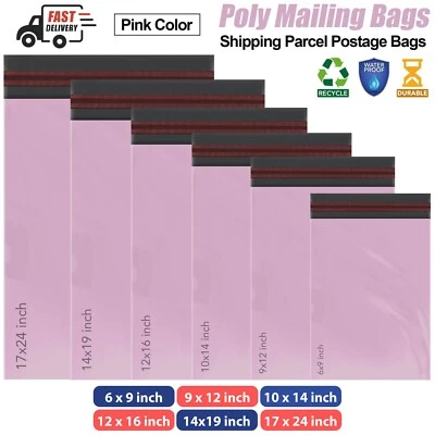 Pink Mailing Bags Strong Plastic Poly Postage Post Postal Self Seal Packaging