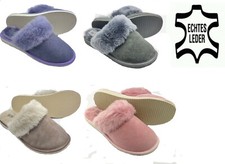 Damen Pantoffeln Echtes Leder Lammfell Hausschuhe mit Wolle Lammwolle   #192