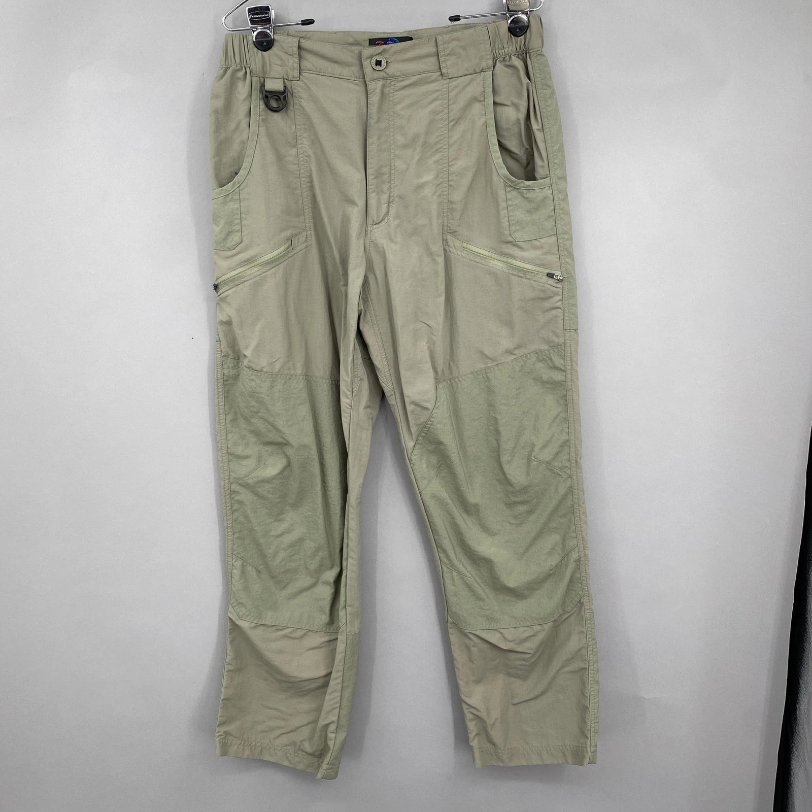 RailRiders Weatherpants Hiking Pants Mens Medium Green Khaki Reinforced Utility